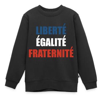 Liberté Égalité Fraternité - Sweat Premium enfant bio - noir - Devant - AI Model Kid Female (0cm)