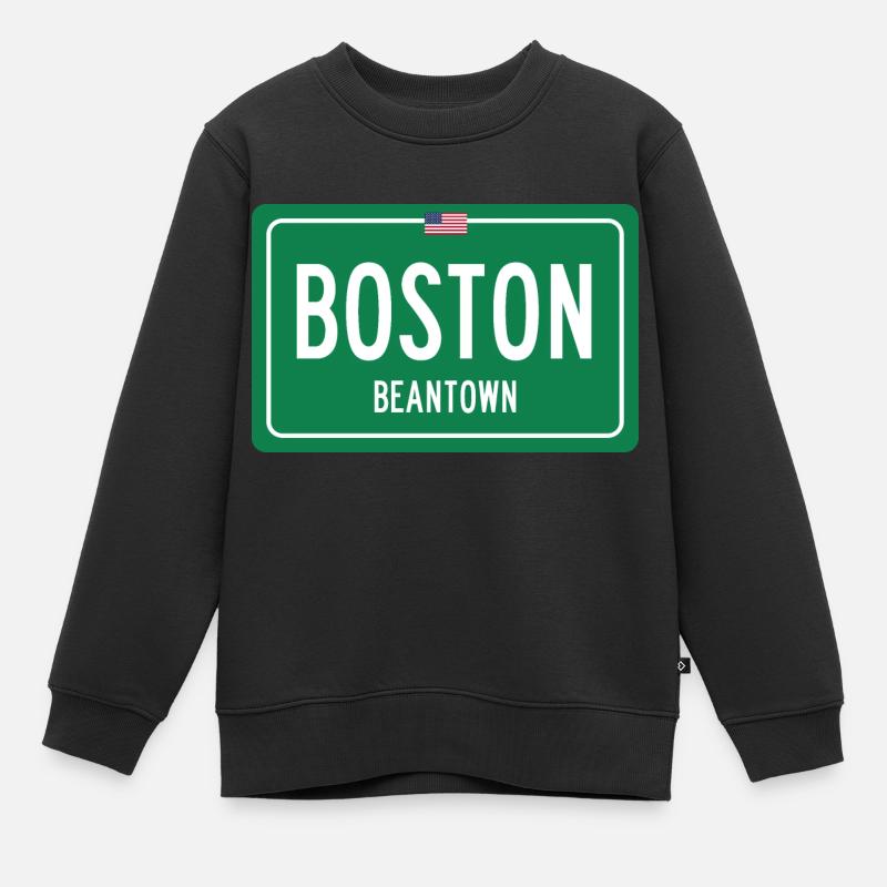 Signe de nom de lieu de Boston - Sweat Premium enfant bio - noir