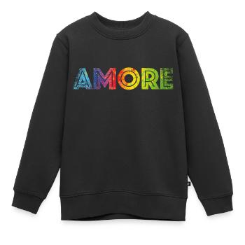 AMORE colours speckled - Kids Premium Organic Sweatshirt - black - Front - AI Model Kid Female (0cm)