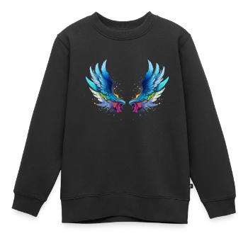 angelwings,angel,engelsflügel,flügel,bunt - Kinder Premium Organic Sweatshirt - Schwarz - Vorne - AI Model Kid Female (0cm)