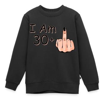 J’ai 30 ans + 1 majeur J’ai 30 ans et plus, - Sweat Premium enfant bio - noir - Devant - AI Model Kid Female (0cm)