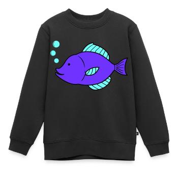 Bande dessinée de poisson - Sweat Premium enfant bio - noir - Devant - AI Model Kid Female (0cm)