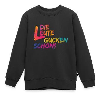 Die Leute gucken schon! - Kinder Premium Organic Sweatshirt - Schwarz - Vorne - AI Model Kid Female (0cm)