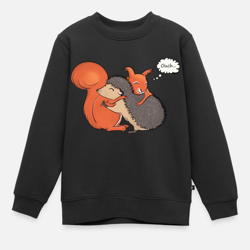 Écureuil et hérisson - Sweat Premium enfant bio - noir