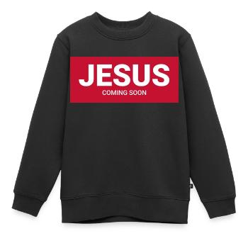 Jesus - Sweat Premium enfant bio - noir - Devant - AI Model Kid Female (0cm)