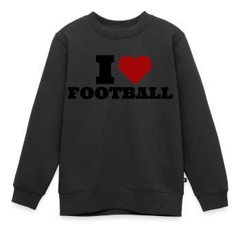 I LOVE FOOTBALL - Kinder Premium Organic Sweatshirt - Schwarz - Vorne - AI Model Kid Female (0cm)