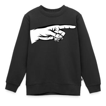 Zeigefinger, Hand, Da lang, Zeiger, Du bist - Kinder Premium Organic Sweatshirt - Schwarz - Vorne - AI Model Kid Female (0cm)