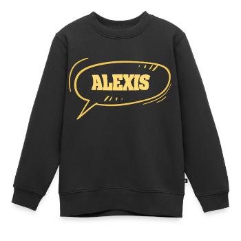 First name Alexis - Kids Premium Organic Sweatshirt - black - Front - AI Model Kid Female (0cm)