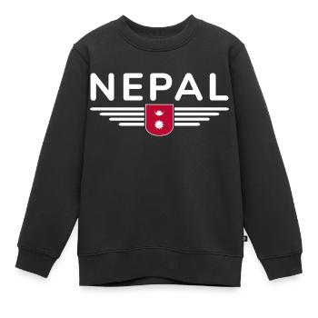 Nepal Design – Himalaya Abenteuer - Kinder Premium Organic Sweatshirt - Schwarz - Vorne - AI Model Kid Female (0cm)