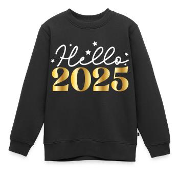 Hello 2025 – Spaßiges Silvester Design mit Sternen - Kinder Premium Organic Sweatshirt - Schwarz - Vorne - AI Model Kid Female (0cm)