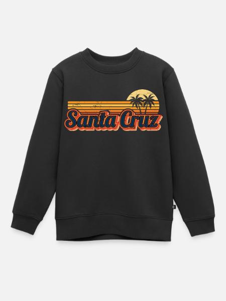 Santa Cruz Sunset Palmiers, Soleil Idée Cadeau - Sweat Premium enfant bio - noir