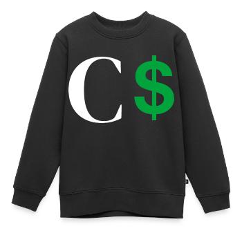 Lettre c dollar - Sweat Premium enfant bio - noir - Devant - AI Model Kid Female (0cm)