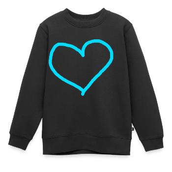 Herz blau hellblau Geschenkidee türkis cyan Liebe - Kinder Premium Organic Sweatshirt - Schwarz - Vorne - AI Model Kid Female (0cm)
