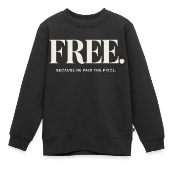 Christliche Freiheit Weil Er Den Preis Zahlte - Kinder Premium Organic Sweatshirt - Schwarz - Vorne - AI Model Kid Female (0cm)