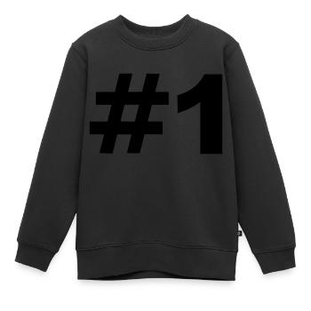 Number 1 - Sweat Premium enfant bio - noir - Devant - AI Model Kid Female (0cm)