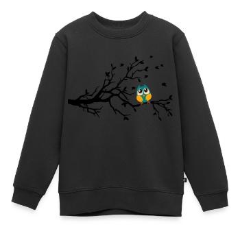 Eule-Ast - Kinder Premium Organic Sweatshirt - Schwarz - Vorne - AI Model Kid Female (0cm)
