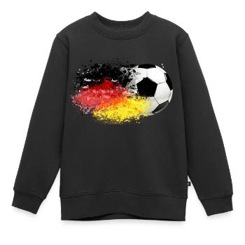52 Fussball fliegt Deutschland Fahne Splash Klecks - Kinder Premium Organic Sweatshirt - Schwarz - Vorne - AI Model Kid Female (0cm)