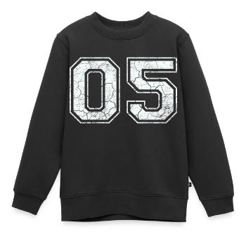 05 dans blanc in Used Look - Sweat Premium enfant bio - noir - Devant - AI Model Kid Female (0cm)