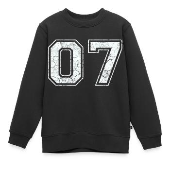 07 dans blanc in Used Look - Sweat Premium enfant bio - noir - Devant - AI Model Kid Female (0cm)
