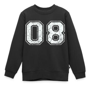 08 dans blanc in Used Look - Sweat Premium enfant bio - noir - Devant - AI Model Kid Female (0cm)
