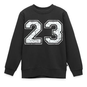 23 dans blanc in Used Look - Sweat Premium enfant bio - noir - Devant - AI Model Kid Female (0cm)