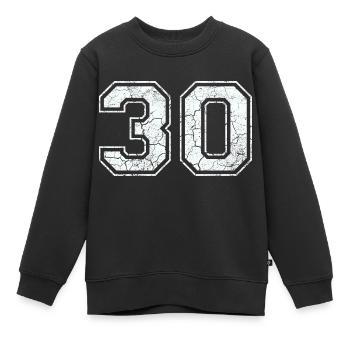 30 dans blanc in Used Look - Sweat Premium enfant bio - noir - Devant - AI Model Kid Female (0cm)