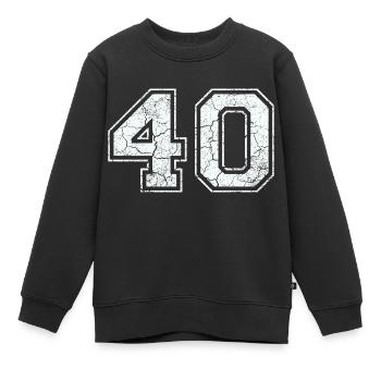 40 dans blanc in Used Look - Sweat Premium enfant bio - noir - Devant - AI Model Kid Female (0cm)