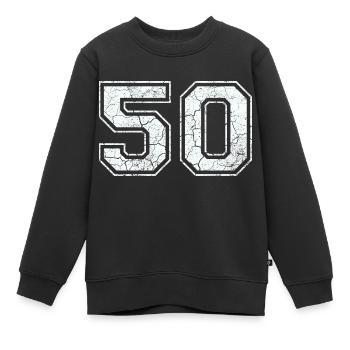 50 dans blanc in Used Look - Sweat Premium enfant bio - noir - Devant - AI Model Kid Female (0cm)
