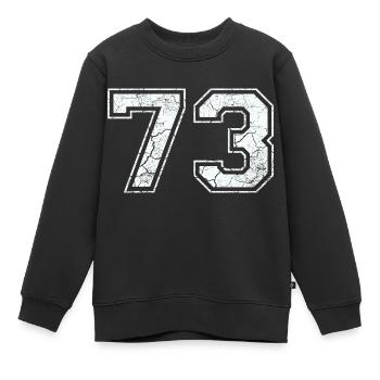 73 dans blanc in Used Look - Sweat Premium enfant bio - noir - Devant - AI Model Kid Female (0cm)