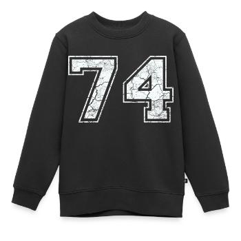 74 dans blanc in Used Look - Sweat Premium enfant bio - noir - Devant - AI Model Kid Female (0cm)