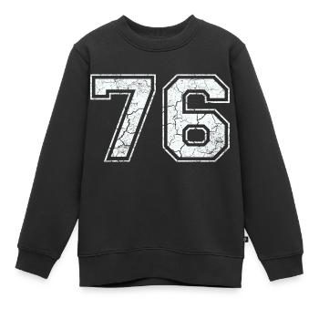 76 dans blanc in Used Look - Sweat Premium enfant bio - noir - Devant - AI Model Kid Female (0cm)