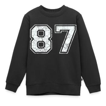 87 dans blanc in Used Look - Sweat Premium enfant bio - noir - Devant - AI Model Kid Female (0cm)