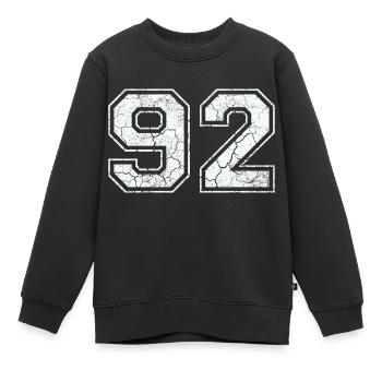 92 dans blanc in Used Look - Sweat Premium enfant bio - noir - Devant - AI Model Kid Female (0cm)