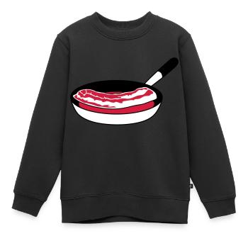 pfanne anbraten bacon schinken fleisch lecker hung - Kinder Premium Organic Sweatshirt - Schwarz - Vorne - AI Model Kid Female (0cm)