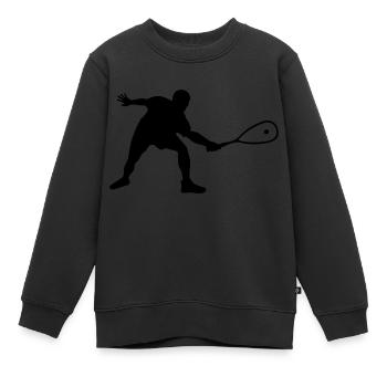 dessin vecteur joueur de squash - Sweat Premium enfant bio - noir - Devant - AI Model Kid Female (0cm)
