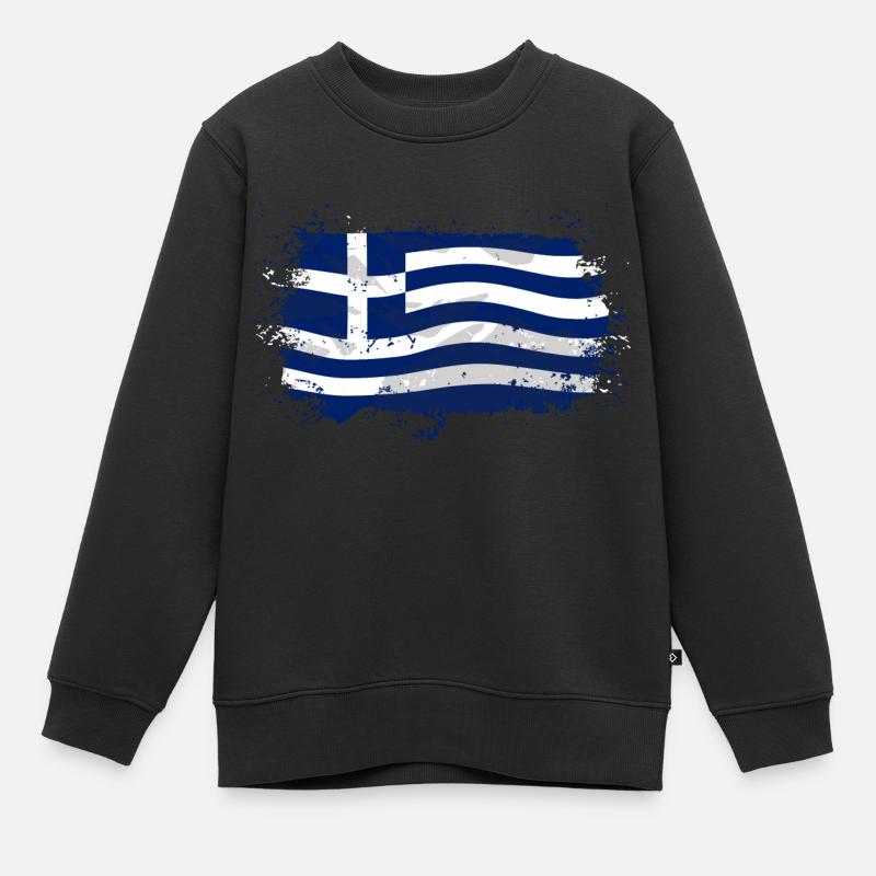 Greece Flag - Kinder Premium Organic Sweatshirt - Schwarz