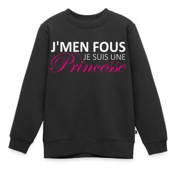 j'men fous je suis une princesse - Sweat Premium enfant bio - noir - Devant - AI Model Kid Female (0cm)