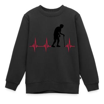 Herzschlag EKG Opa - Kinder Premium Organic Sweatshirt - Schwarz - Vorne - AI Model Kid Female (0cm)