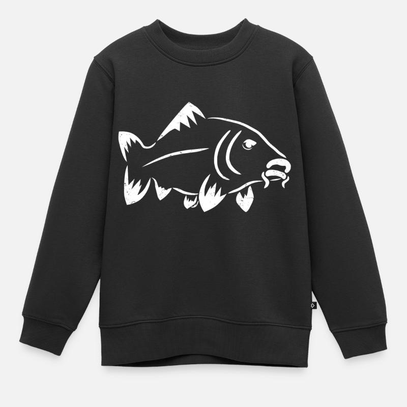 Fisch Logo - Karpfen - Kinder Premium Organic Sweatshirt - Schwarz