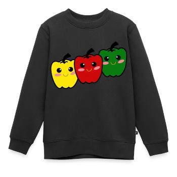 Poivrons heureux - Sweat Premium enfant bio - noir - Devant - AI Model Kid Female (0cm)
