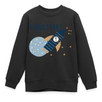 Schulstart Rakete 1 - Kinder Premium Organic Sweatshirt - Schwarz - Vorne - AI Model Kid Female (0cm)