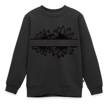 Double tournesol fendu noir - Sweat Premium enfant bio - noir - Devant - AI Model Kid Female (0cm)