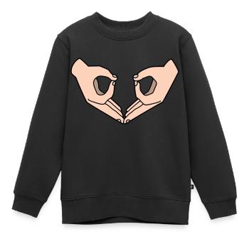 Hand Brille Eule - Kinder Premium Organic Sweatshirt - Schwarz - Vorne - AI Model Kid Female (0cm)