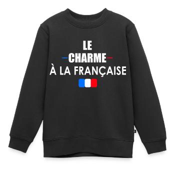 Le charme à la française t-shirt cadeau - Sweat Premium enfant bio - noir - Devant - AI Model Kid Female (0cm)