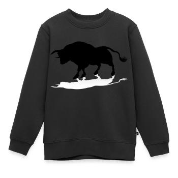 boeuf - Sweat Premium enfant bio - noir - Devant - AI Model Kid Female (0cm)