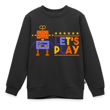 ROBOTER LASS UNS SPIELEN by The Manzanita´s - Kinder Premium Organic Sweatshirt - Schwarz - Vorne - AI Model Kid Female (0cm)
