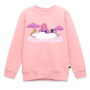 Lizzie dans les nuages avec des chats - Sweat Premium enfant bio - rose - Devant - AI Model Kid Female (0cm)