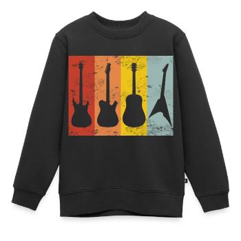 Gitarre Retro - Kinder Premium Organic Sweatshirt - Schwarz - Vorne - AI Model Kid Female (0cm)