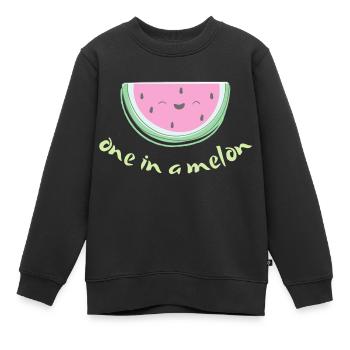 Un en melon / million - douce rengaine avec melon - Sweat Premium enfant bio - noir - Devant - AI Model Kid Female (0cm)