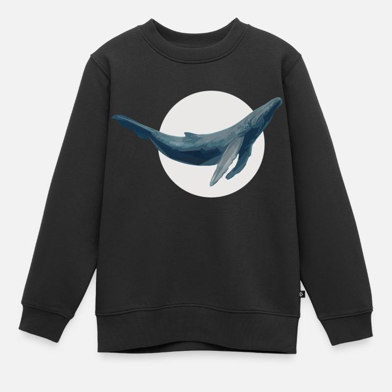 Blauer Wal - Kinder Premium Organic Sweatshirt - Schwarz